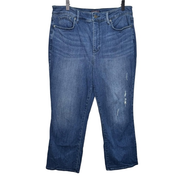 NYDJ Marilyn Straight Leg Ankle Cropped Jeans Size 14 Distressed - Picture 1 of 11
